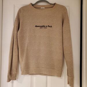 Abercrombie & Fitch Men's Tan Herringbone Crewneck Sweatshirt